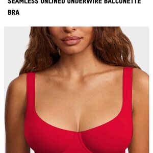 Shecurve Seamless Unlined Underwire Balconette Bra in Bold Red - NWT 38E